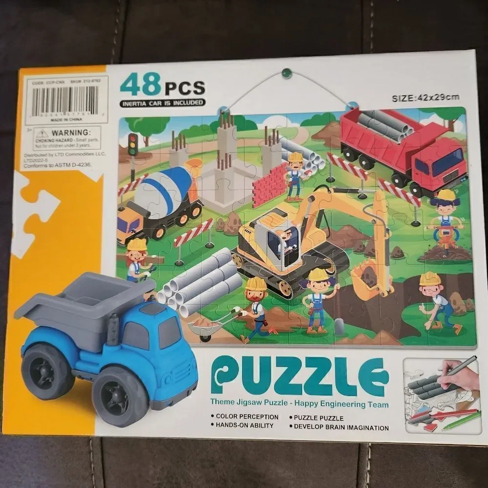 DIY Coloring Jigsaw Puzzle with Car and Markers Construction